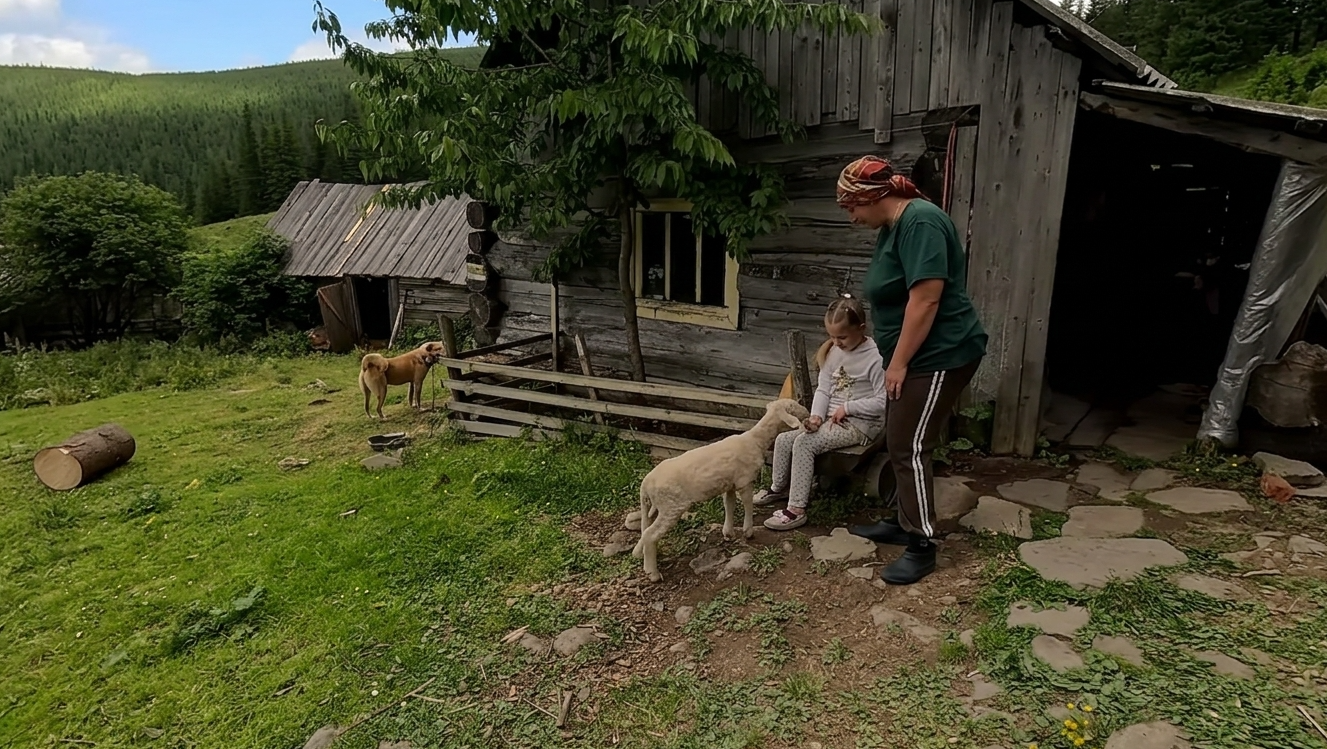 Мария и ее дочь живут на горной долине посреди Карпат (фото)
