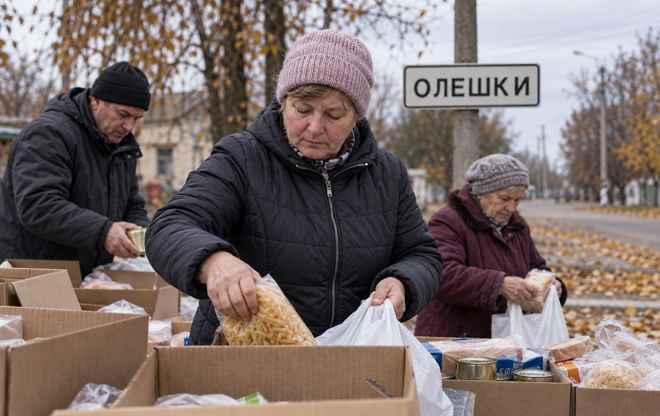 Жителям Олешек доставили еще 4 тонны гуманитарной помощи
