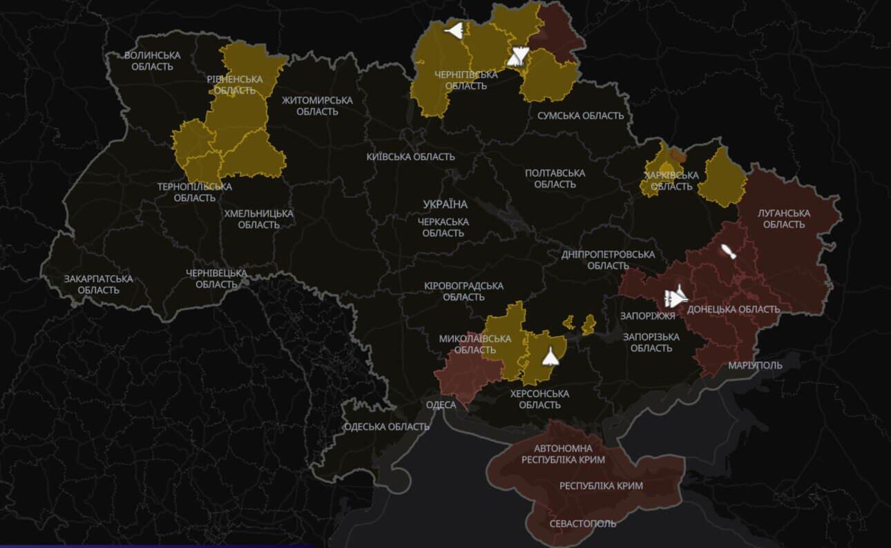 В приложении «Воздушная тревога» появилась карта примерного движения воздушных целей